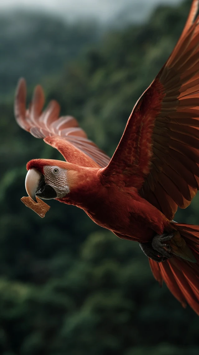Flying Parrot With Protein Bar Nature Photo