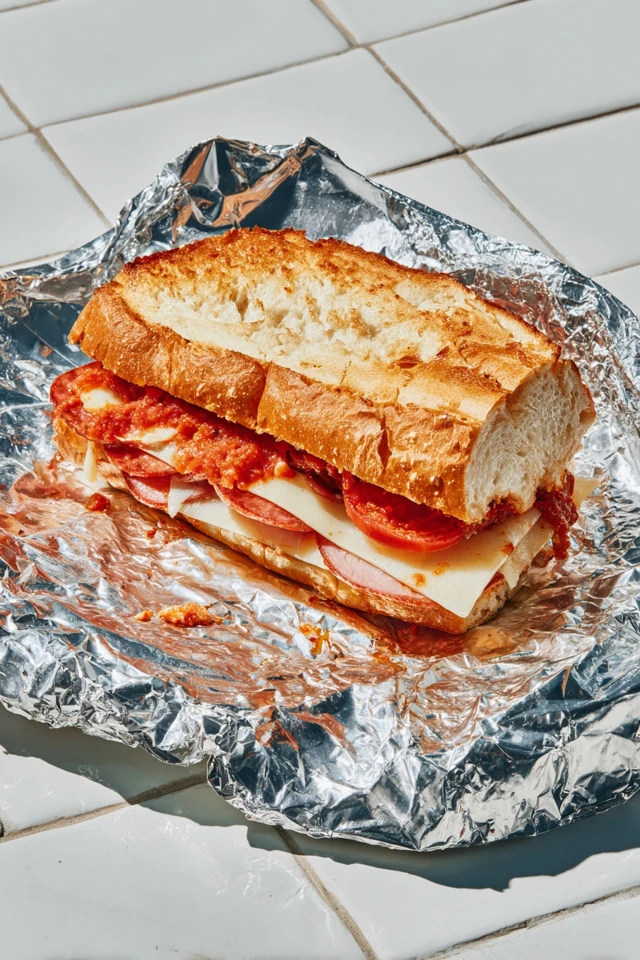 Italian Sandwich with Ham Cheese and Tomato Sauce