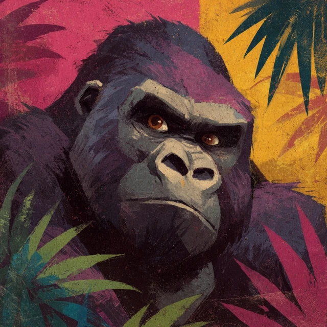 Gorilla in the Jungle Bold Cartoon Art