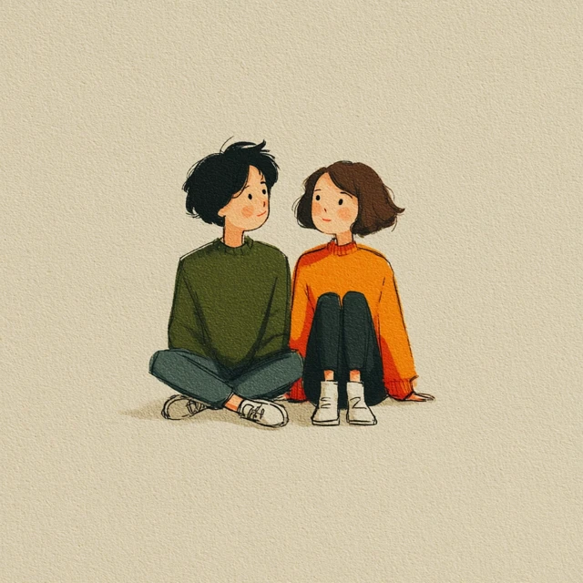 Cute Doodle Illustration of Two People in Love