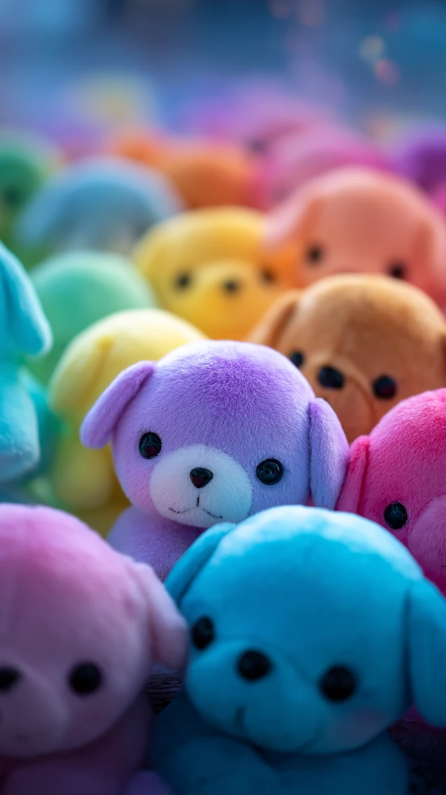 Kawaii Plush Puppy Group Rainbow Colors