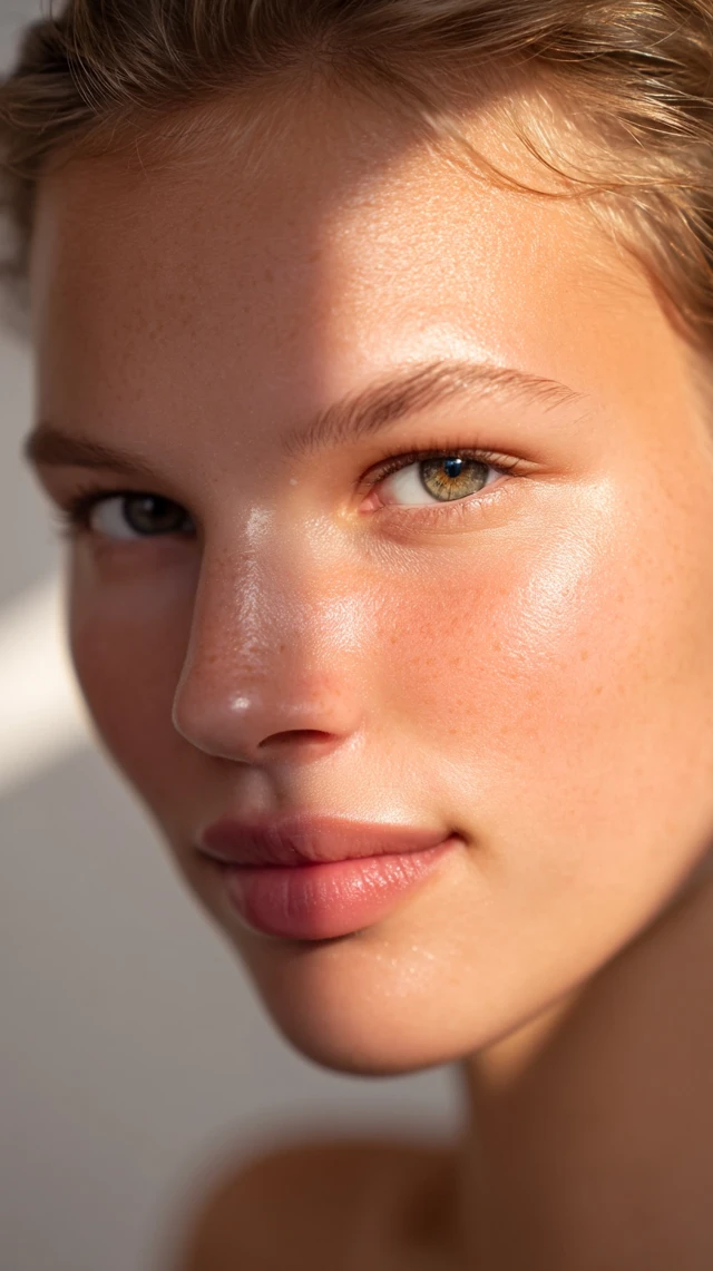 Young Woman Portrait Glowing Skin Natural Beauty