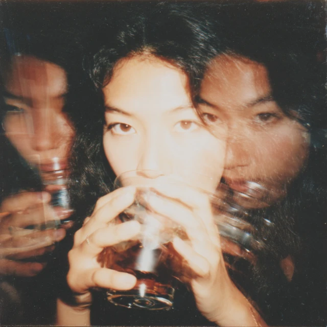 Film Photo Japanese Woman Multiple Exposure Iced Coffee