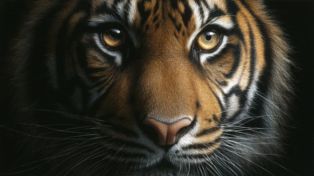 Tiger Eye Intense Gaze Dramatic Lighting Realistic