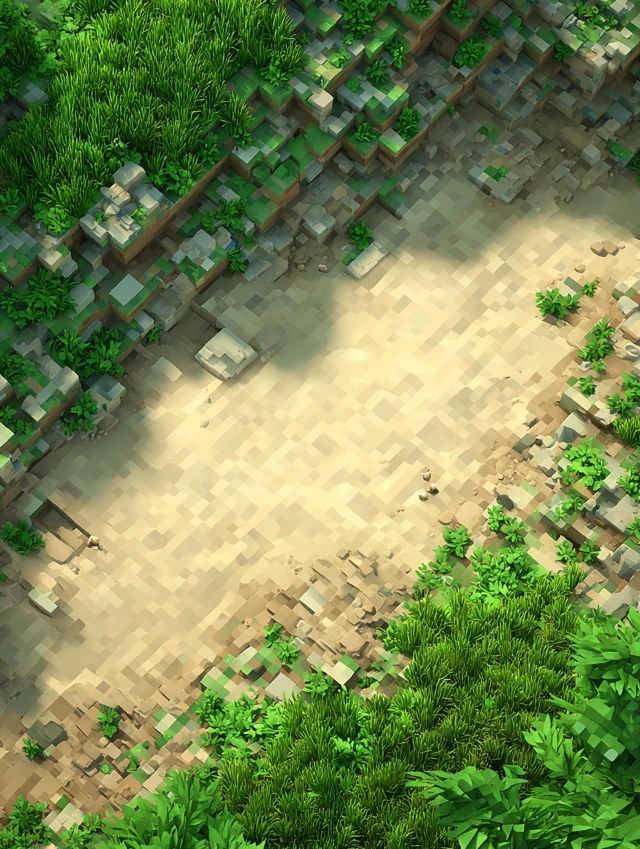 Minecraft Cartoon Background Sand and Grass Top View