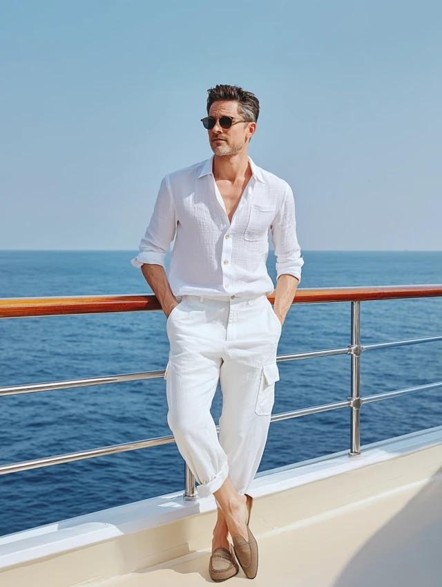 Man on Yacht: Nautical Fashion and Ocean Views