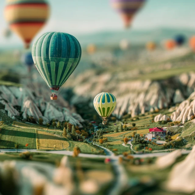 Turkish Hot Air Balloons Miniature Landscape