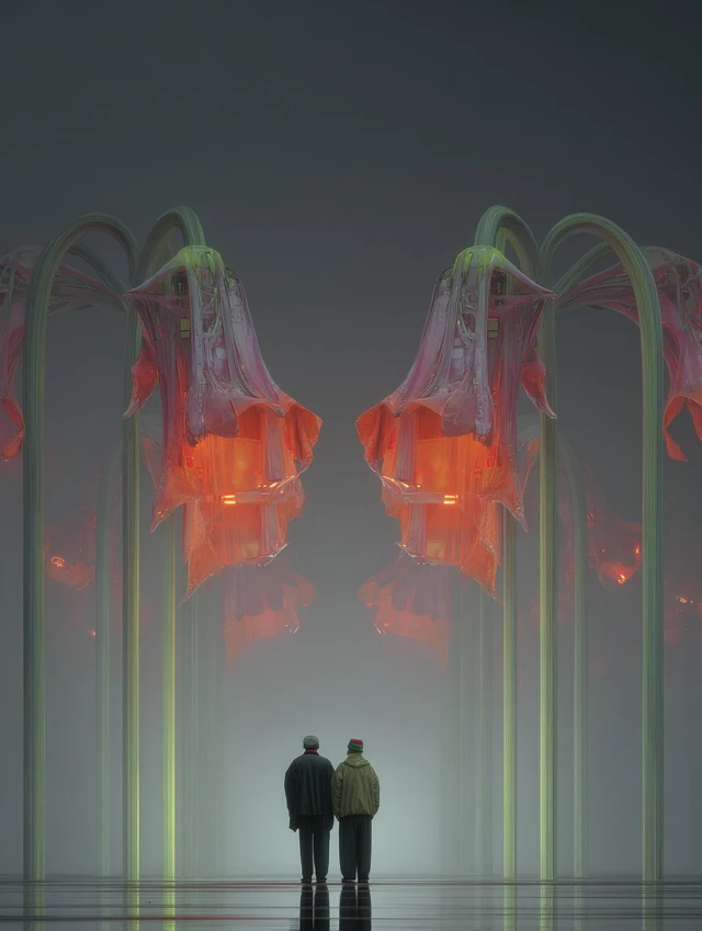 Surreal Flower Shroom Landscape Artwork 3D Emotive