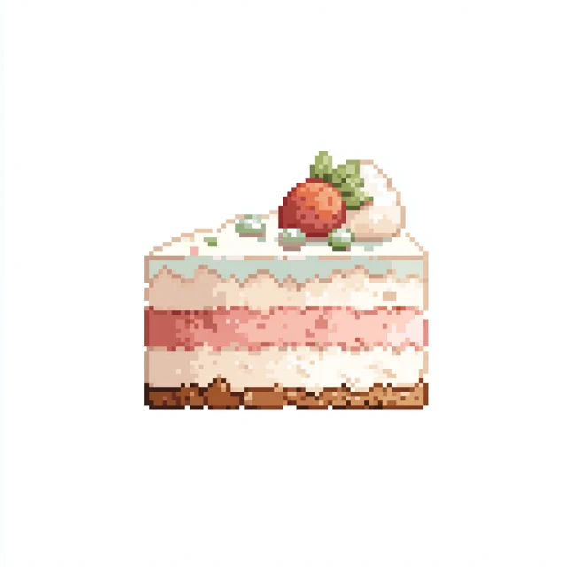 Pixel Art Cake Cute Design Soft Pastel Colors