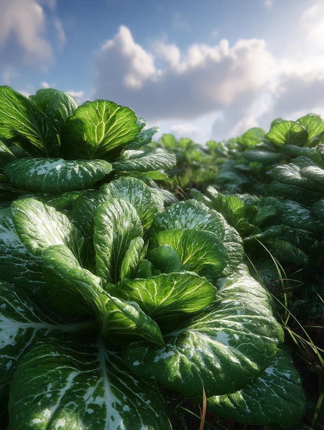 Lush Lettuce Field Realistic Landscape View