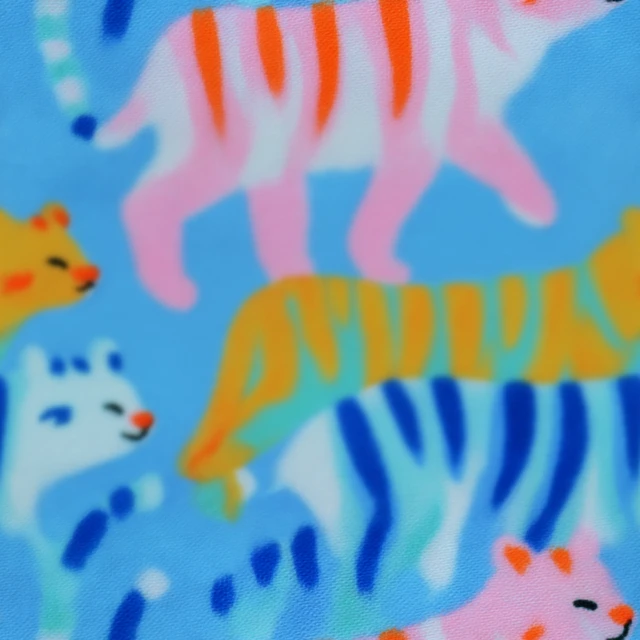 Striped Cat Illustration in Sky Blue and White