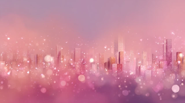 Romantic Pink Cityscape Wallpaper