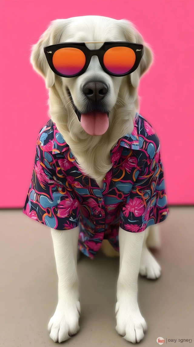 Cool Labrador Dog in Hawaiian Shirt