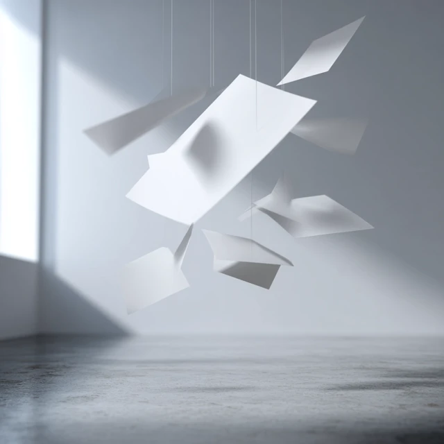 Abstract Paper Sculpture White Background