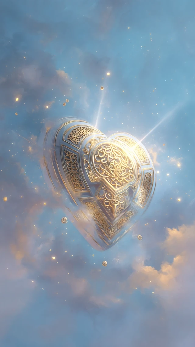 Islamic Eid Illustration Glowing Heart in Space