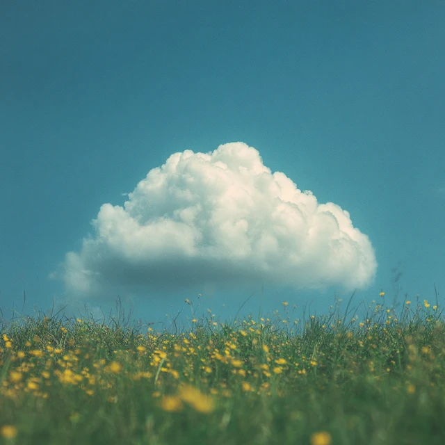 Cloudscape Soft Blue Sky and Green Meadow Photography