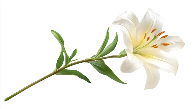 White Lily Flower on White Background