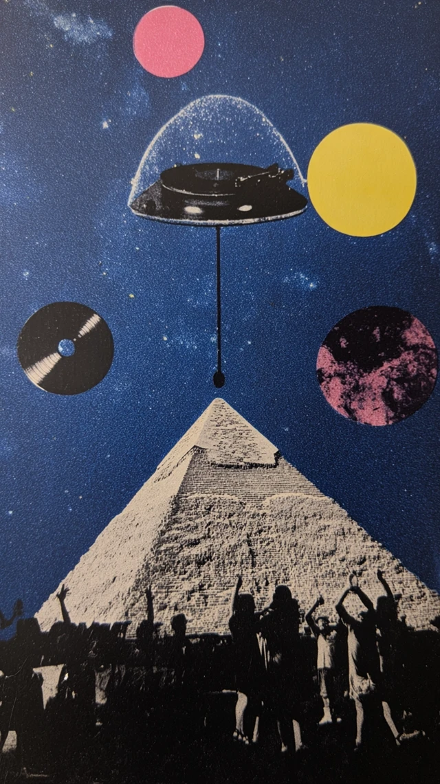 UFO Pyramid Orbs Risograph Art Print