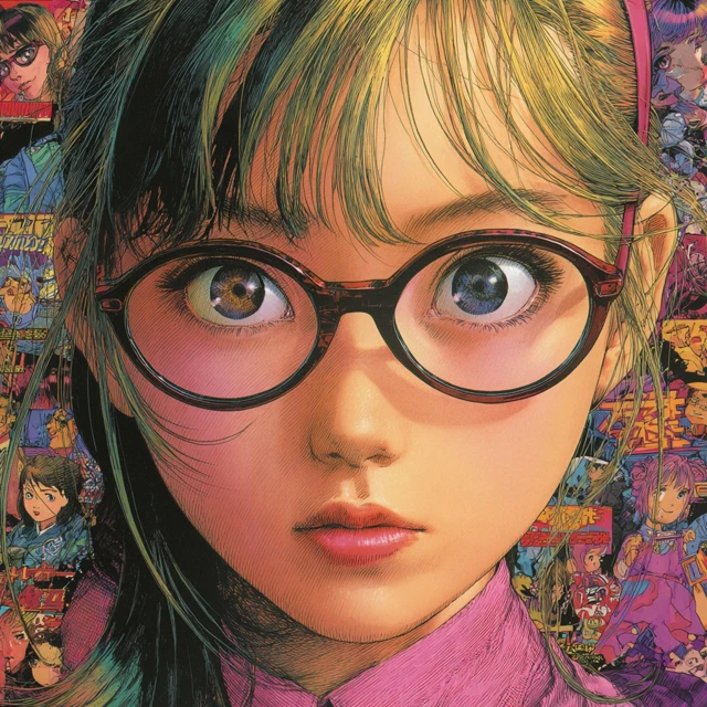 Anime Girl with Glasses Pink Aesthetic Art