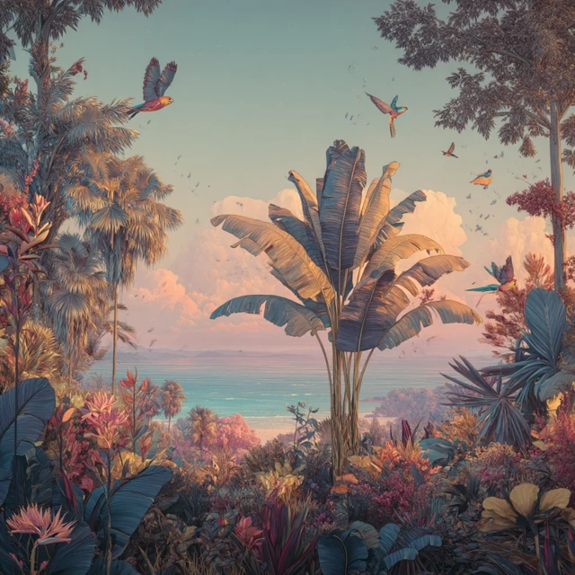 Dreamy Seaside Garden Artwork