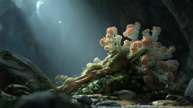 Alien Cave Plant Glowing CGI Artwork