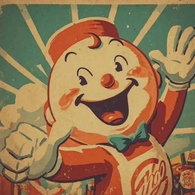Mid Century Hotdog Mascot Advertising Image