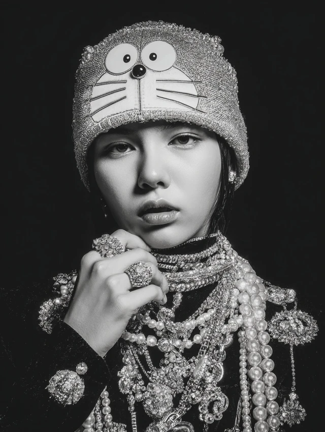 Doraemon Fashion Poster Black and White