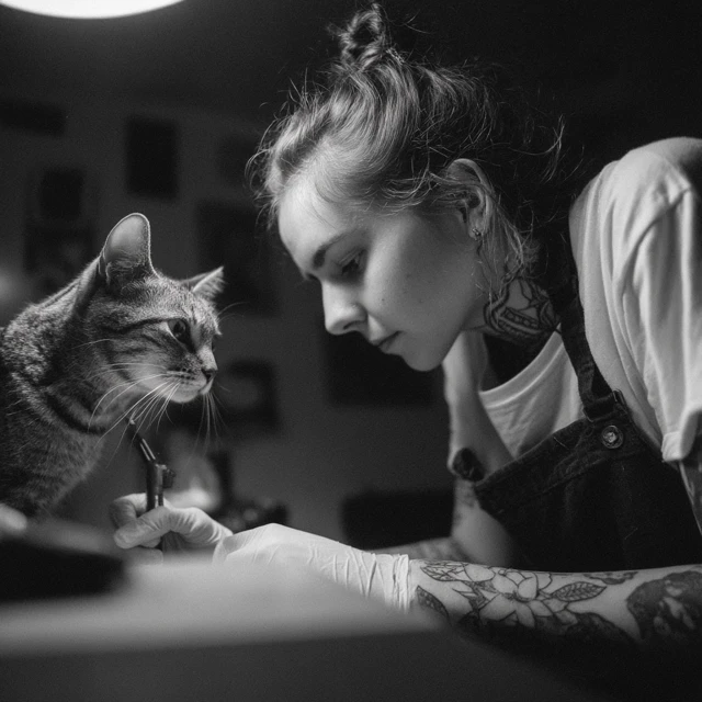 Cat Tattoo Love  Touching Moment of Art and Affection