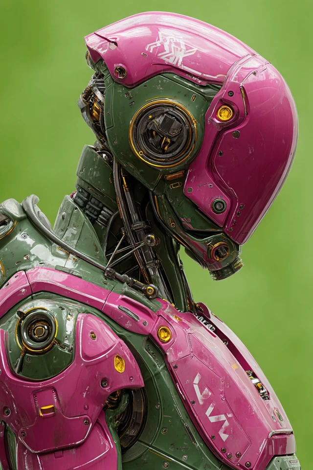 Futuristic Robot in Green Tones