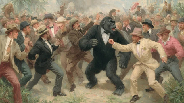 Hipster Men vs Gorilla Painting