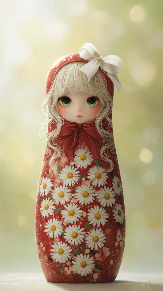 Anime Matryoshka Doll with Daisies