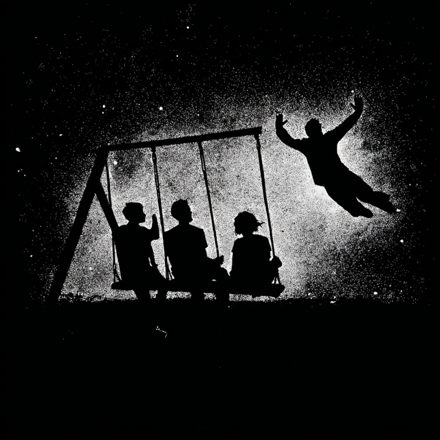 Friends Farewell Floating to Space Silhouette Art
