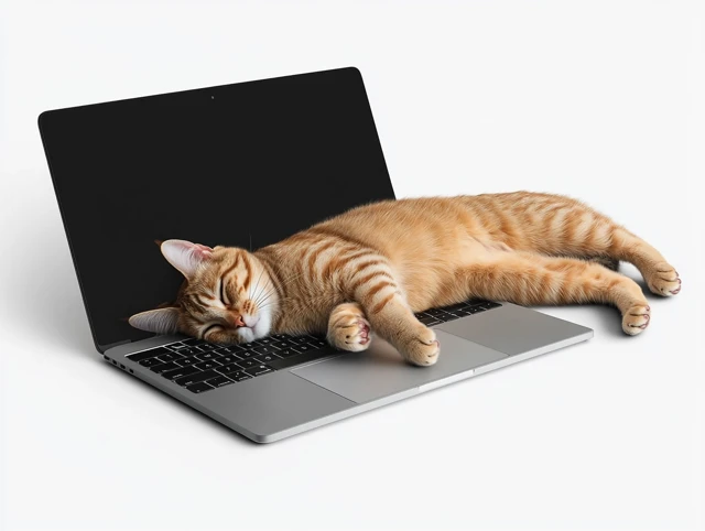 Cat Sleeping on MacBook Pro