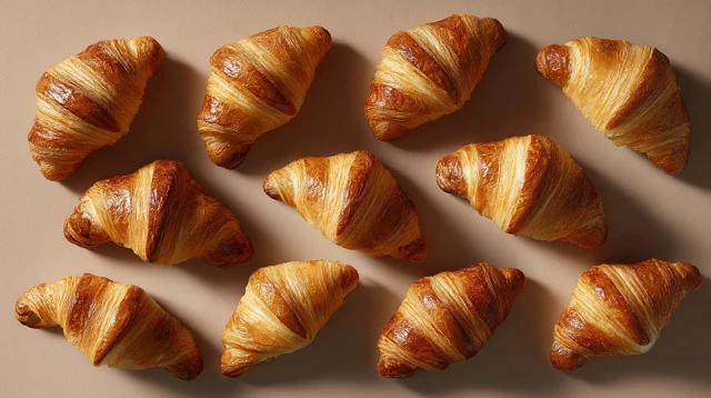 Fresh Baked Croissants Golden Brown Bakery