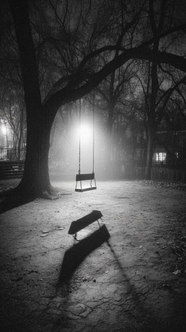 Abandoned Playground at Night Haunted Photo