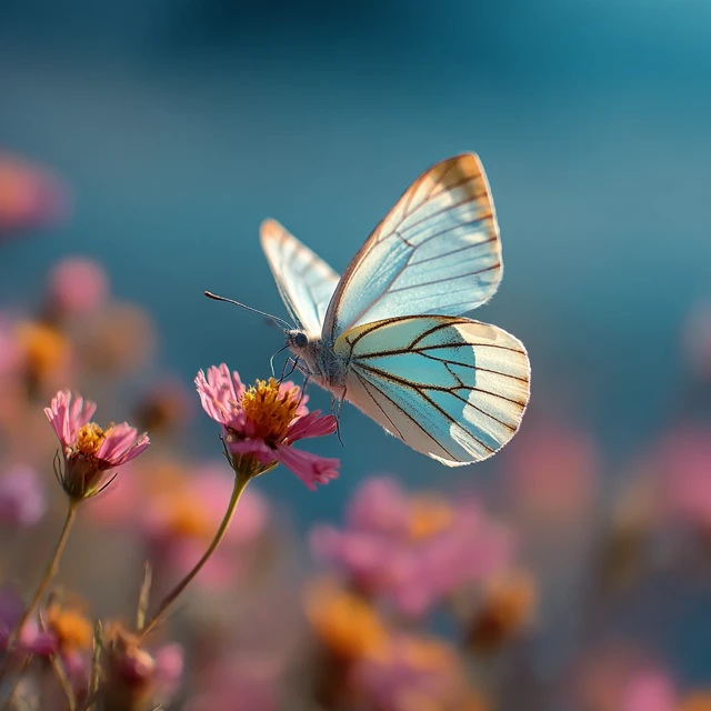Butterfly in a Meadow Spring Dreamy Pastel Tones