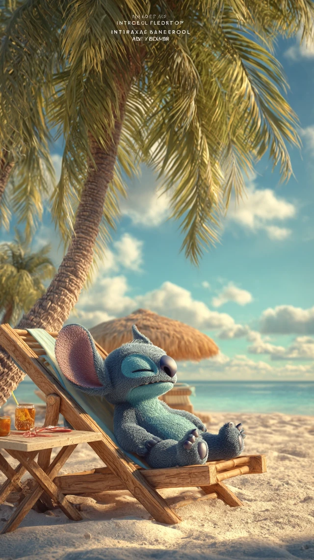 Stitch Relaxing on a Beach Holiday