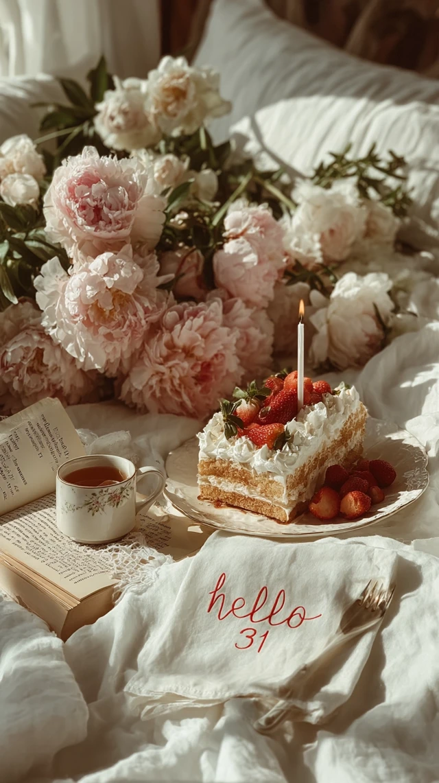 Romantic Birthday Aesthetic Peonies Cake Sunlight