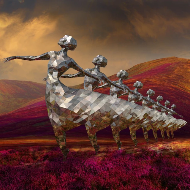 Cybernetic Dancer in Mirrors Crimson Hills
