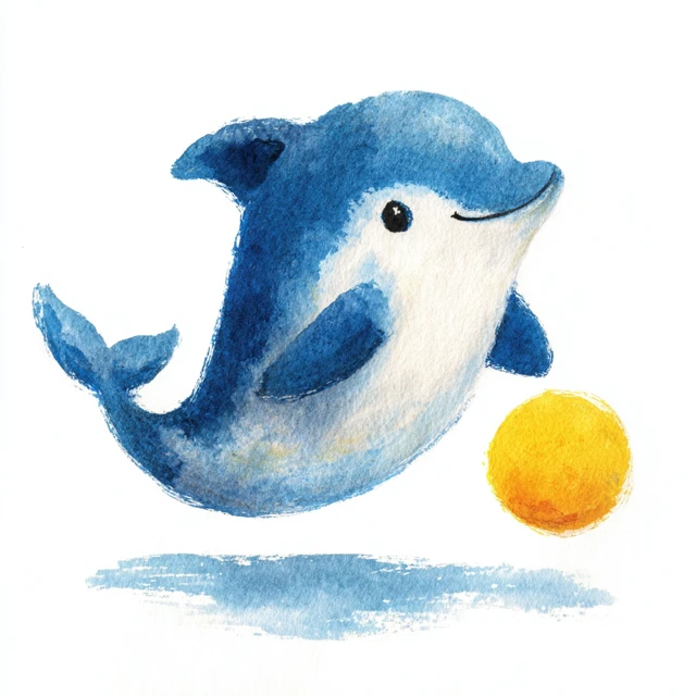Cute Watercolor Dolphin Illustration for Kids