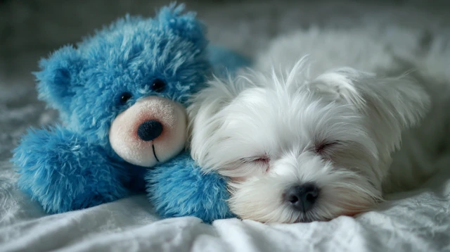 Sleeping Puppy and Teddy Bear Cuteness