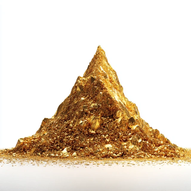 Golden Mountain 3D Render Gold Nuggets Crystals