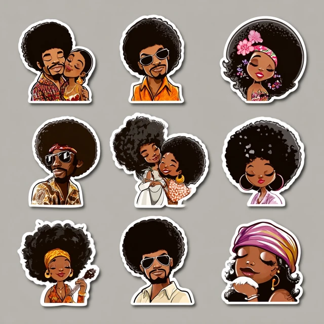 Afrocentric Art Stickers Black Love Bold Colors