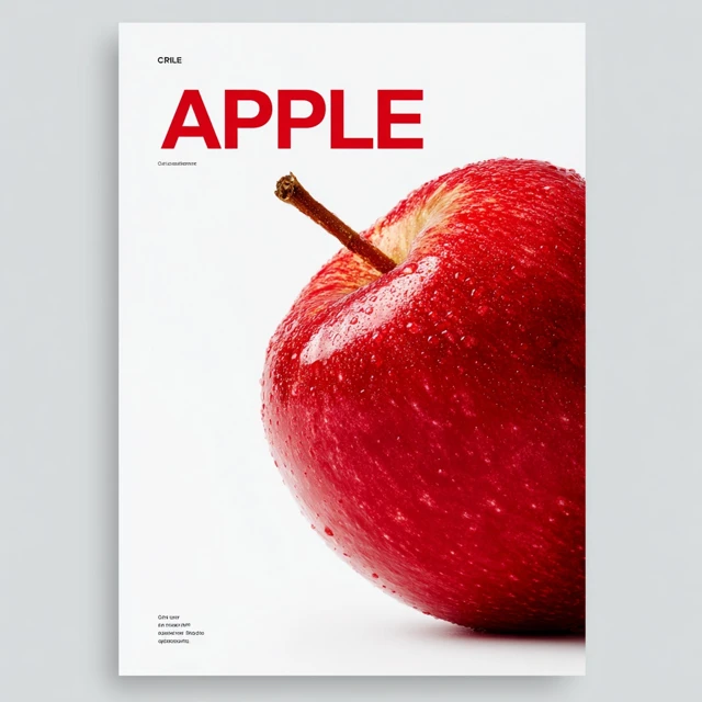 Red Apple Poster Design Minimalist Fruit Illustration