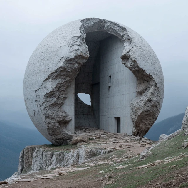 Broken Sphere Monument SciFi Photography