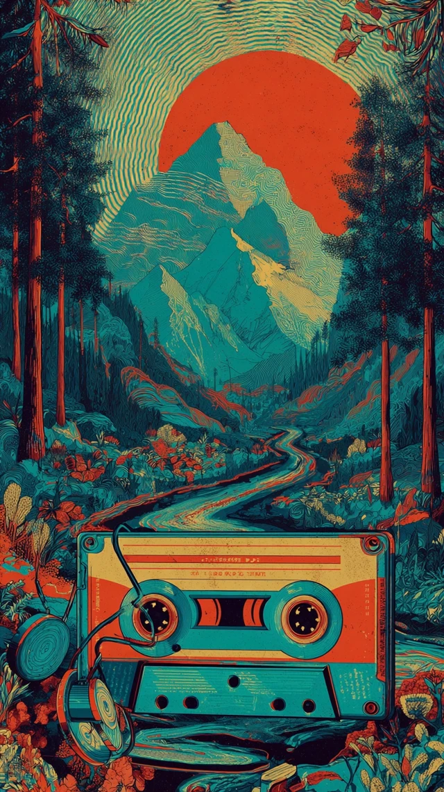 Psychedelic Cassette Tape Art Retro Vibes