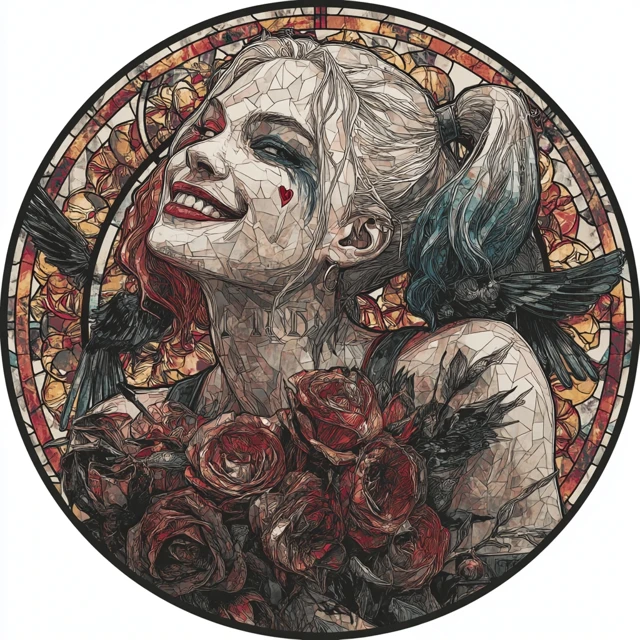 Harley Quinn Stained Glass Art