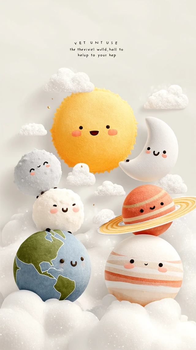Cute Planets Illustration for Mobile - Positive Art