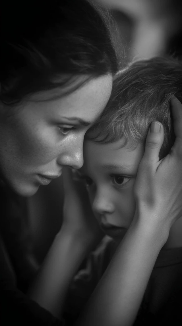Autism Therapist Calming Child Portrait Black and White