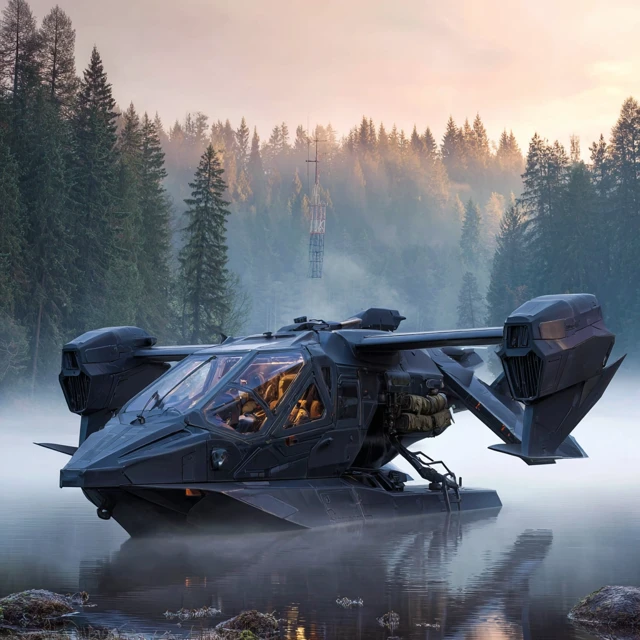 Crow Mk II Omega Futuristic Aircraft at Dawn